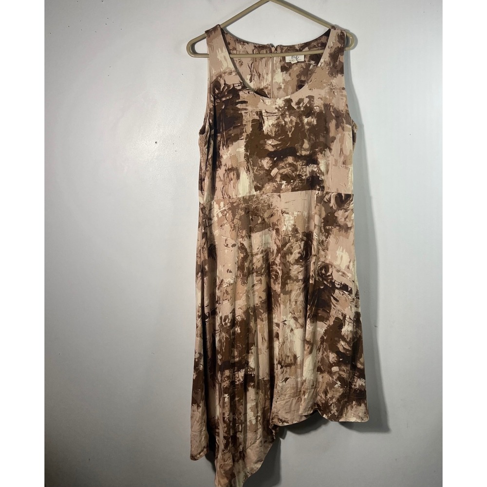 Me by‎ Jennie Garth Linen Blend Fit Flare Western Horse Sleeveless Dress Brown L